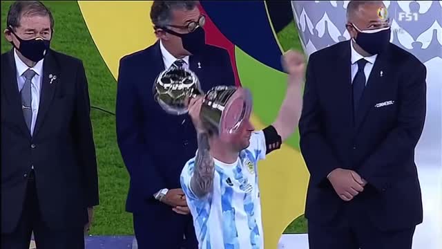 Messi Receives the Best Player Of the tournament award after Copa America 2021 Win