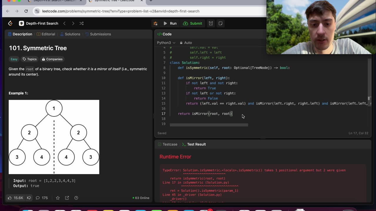 LeetCode 101. Symmetric Tree 🔴LIVE