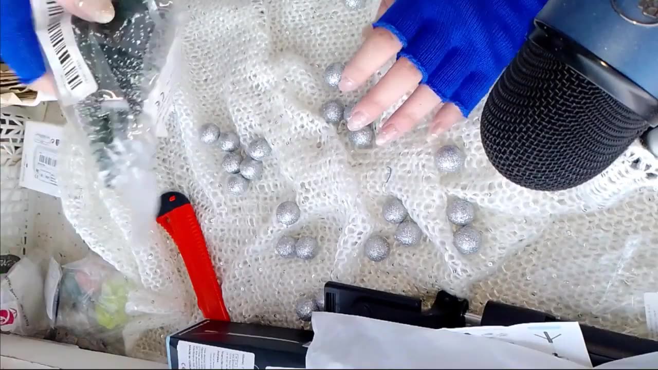 【#ASMR Haul TEMU】__ blue fingerless gloves