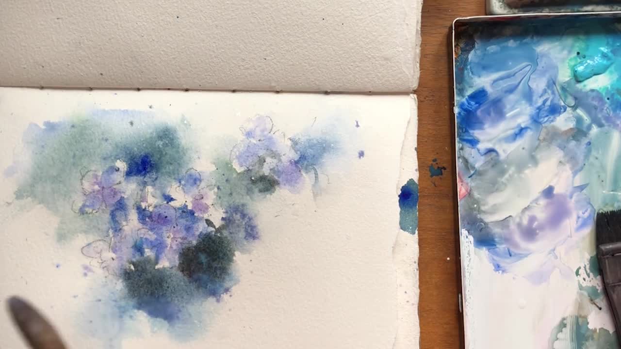 Step 9: Complete the demonstration flow for a cluster of blue flowers
