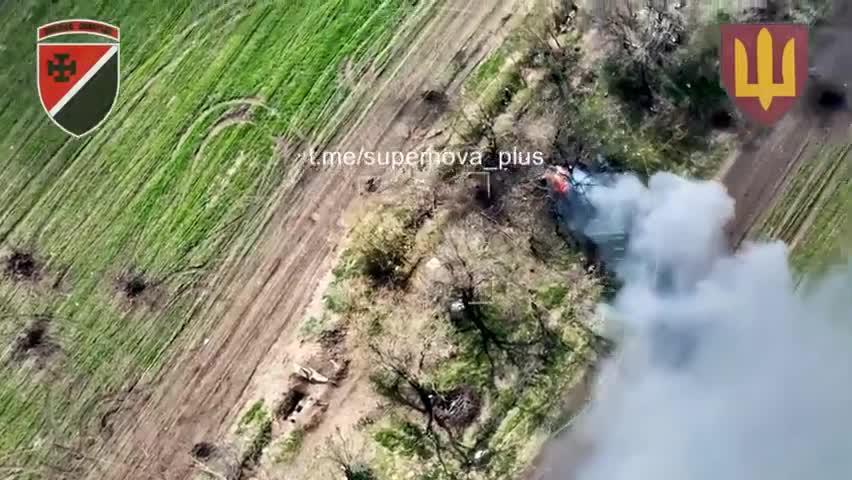 Artillery from the 131st brigade hitting Russian positions and destroying a bmd-2