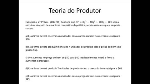 Microeconomia 093 Teoria do Produtor Exercícios