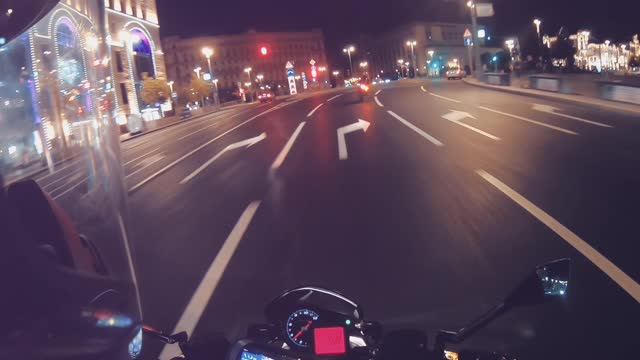 Night Moscow on a motorcycle