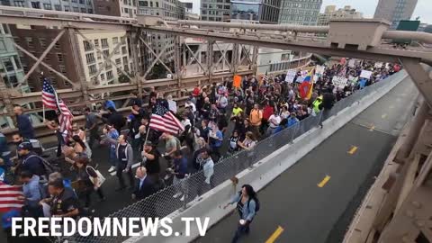 Large protest against vaccine mandates in New York City.