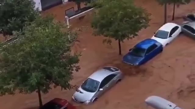 Heavy rains have caused flooding in Almendralejo Badajoz, Spain