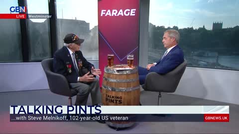 102-year-old US veteran Steve Melnikoff joins Nigel Farage