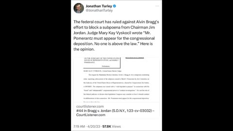 Jonathan Turley - Alvin Bragg gets blocked