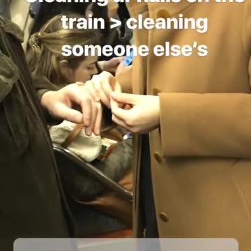 Cleaning your nails on the train cleaning someone elses
