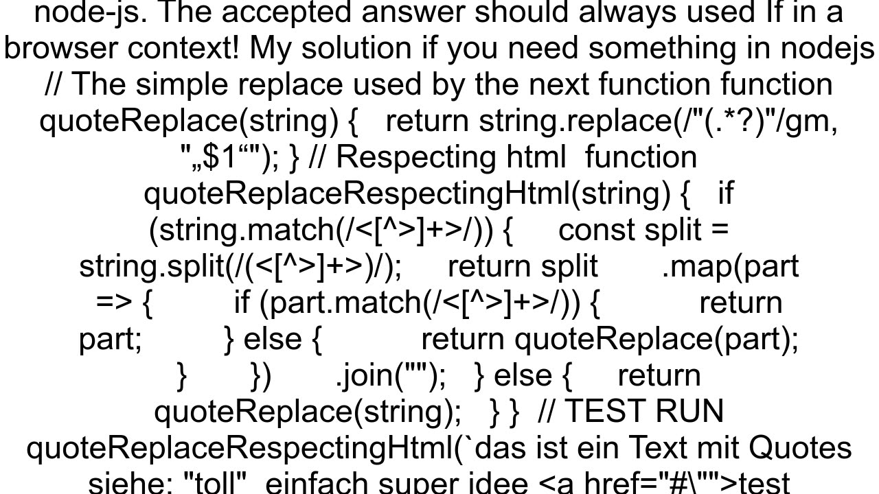 find and replace text inside quotes ignoring html tags