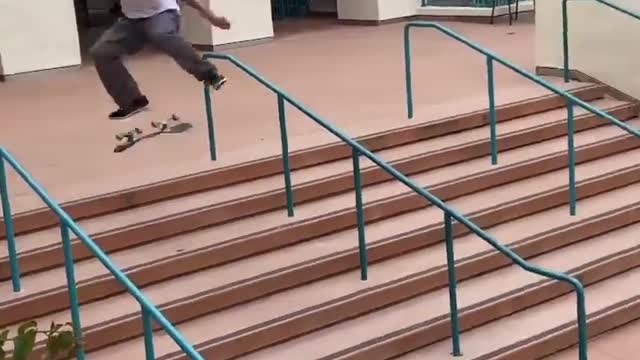 Skateboard Leaping Stairs