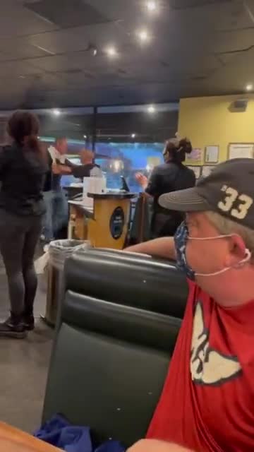 Anti-masker threatens a woman, pushes an older guy