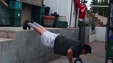 10 Decline Push-ups off 4 Foot Ledge!