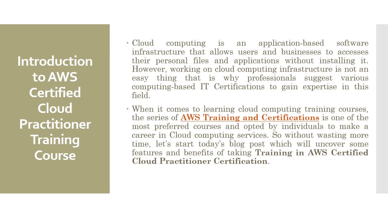 AWS Certified Cloud Practitioner Training Course | ProICT Training