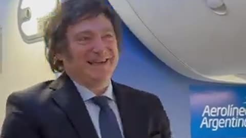 President Milei: welcomed by fellow passengers as he flies commercial to reduce government spending