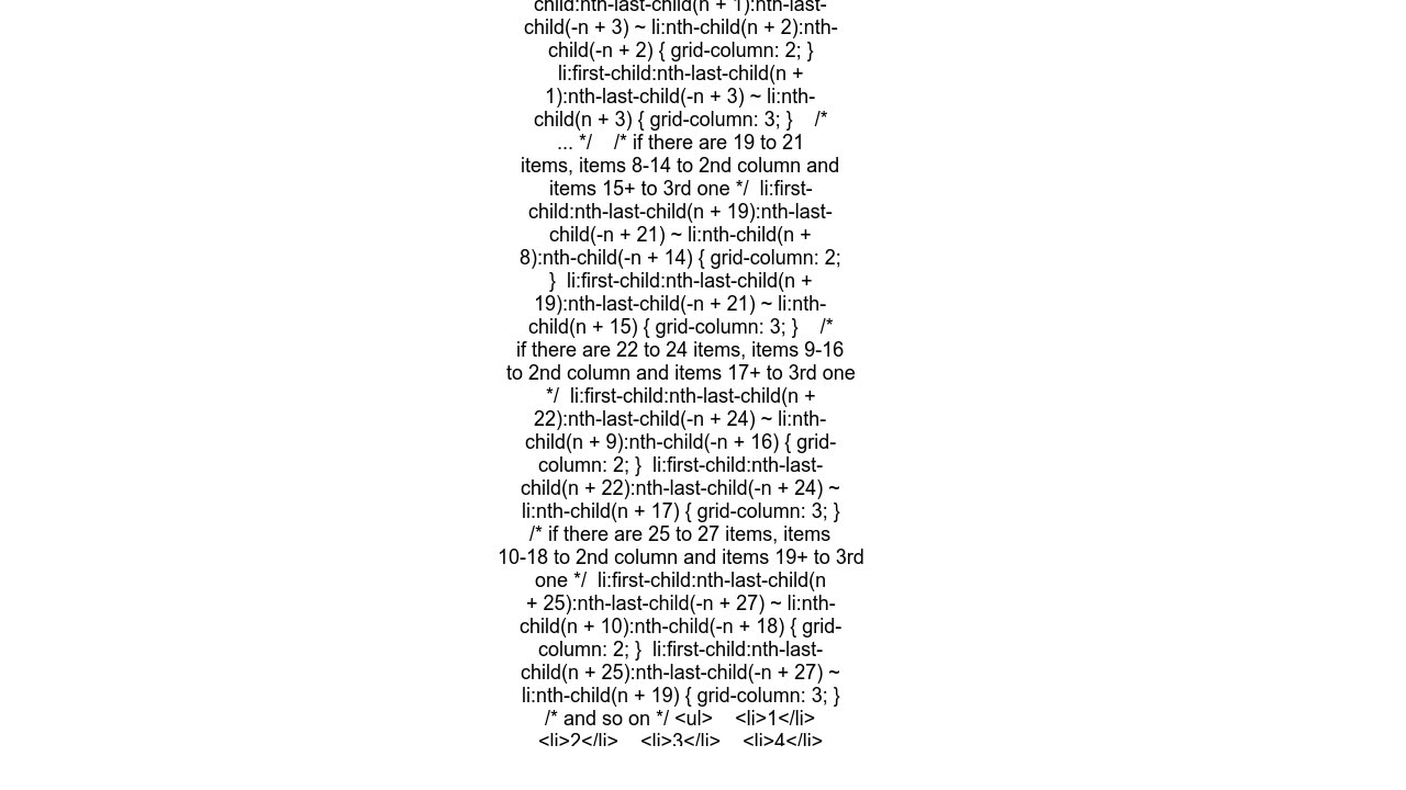 3 columns grid top to bottom using grid CSS