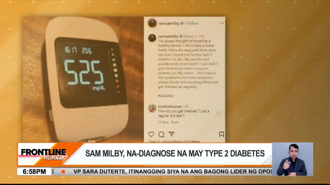 Sam Milby, na-diagnose na may Type 2 diabetes