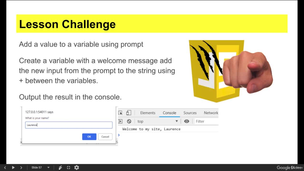 Lesson 9. JavaScript Prompt by Sir Laurence Svekis