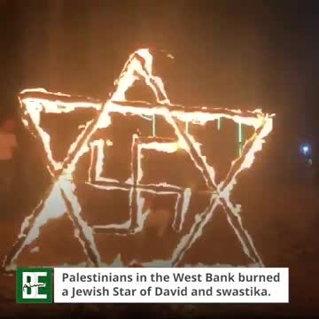 Palestinian extremists in the West Bank burned a Jewish Star of David with a swastika in the middle