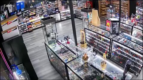 Lady that must have been smoking something drives through a smoke shop