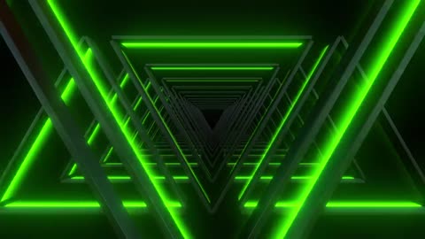 Passing through illuminated green triangles