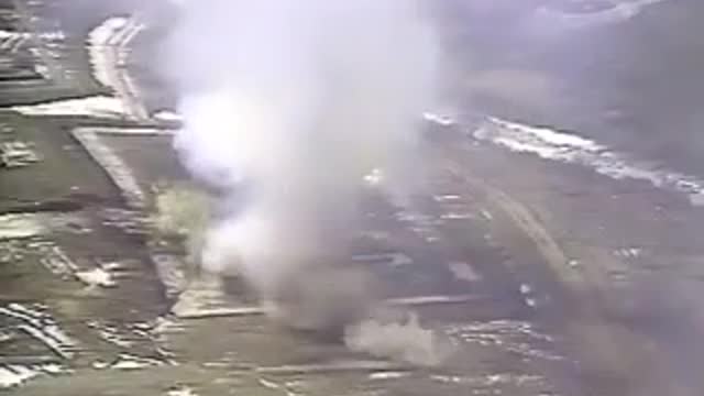 A-10 Warthog attacks Iraqi tanks with its 30mm autocannon.