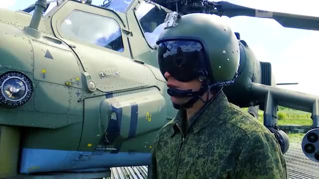 Ukraine War - Attack helicopters during a special operation in Ukraine