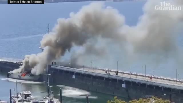 Yacht worth £6m goes up in flames in Torquay