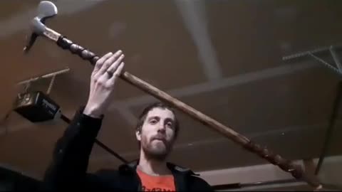 Assembling the pole axe.