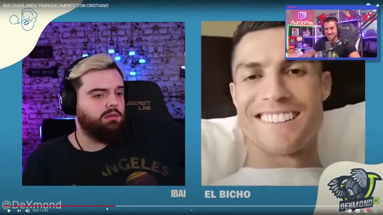 Auronplay reacción ibai charlando con cristiano Ronaldo parodia