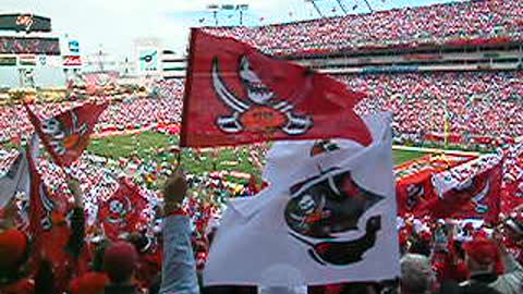 Buc Fans Waving Their Flags