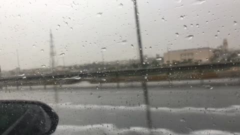 Driving the car with rain