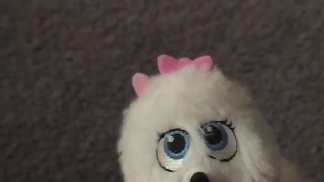 Collab copyright protection - baby girl afraid white stuffed toy