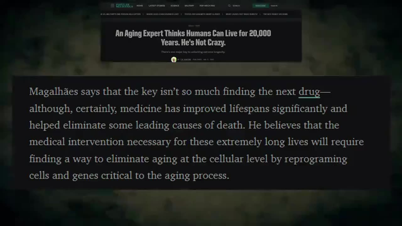 TR*NSHUMANISM. They are trying to live for 20,000 years