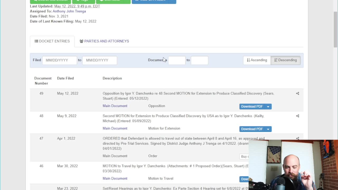 Filings in US v. Danchenko from May 9th and May 12th, 2022