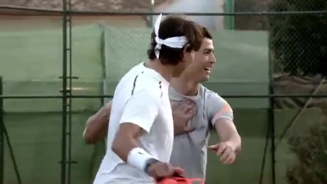 Cristiano Ronaldo and Rafael Nadal Playing tennis/football