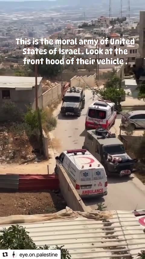 Israeli Forces tie alive Palestinians on their vehicles as hunting trophies