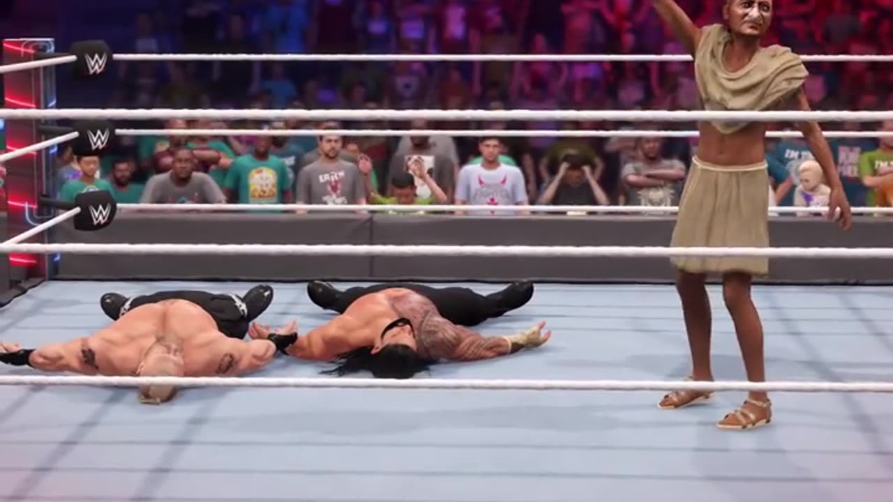 Mahatma Gandhi Gives Double F5 to Brock Lesnar And Roman Reigns - WWE 2K22 #shorts