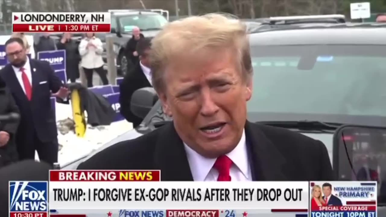 TRUMPS SURPRISE STOP AT NH POLL CENTER (01.23.2024)