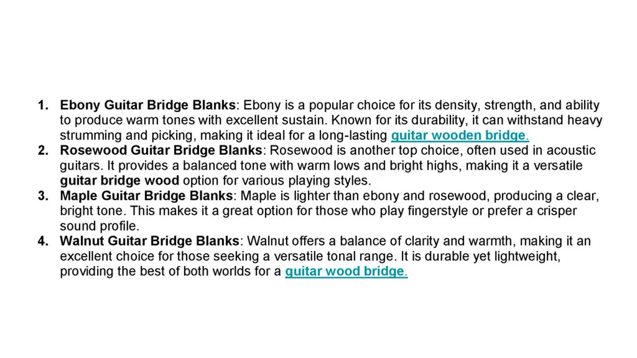 Choosing the Perfect Guitar Bridge Wood: A Guide to Guitar Bridge Blanks