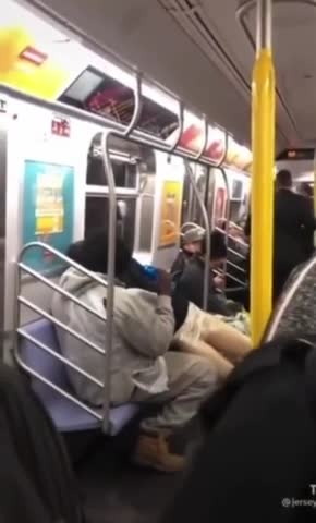 Crazed Man Beats His Half Naked Mannequin on NYC subway