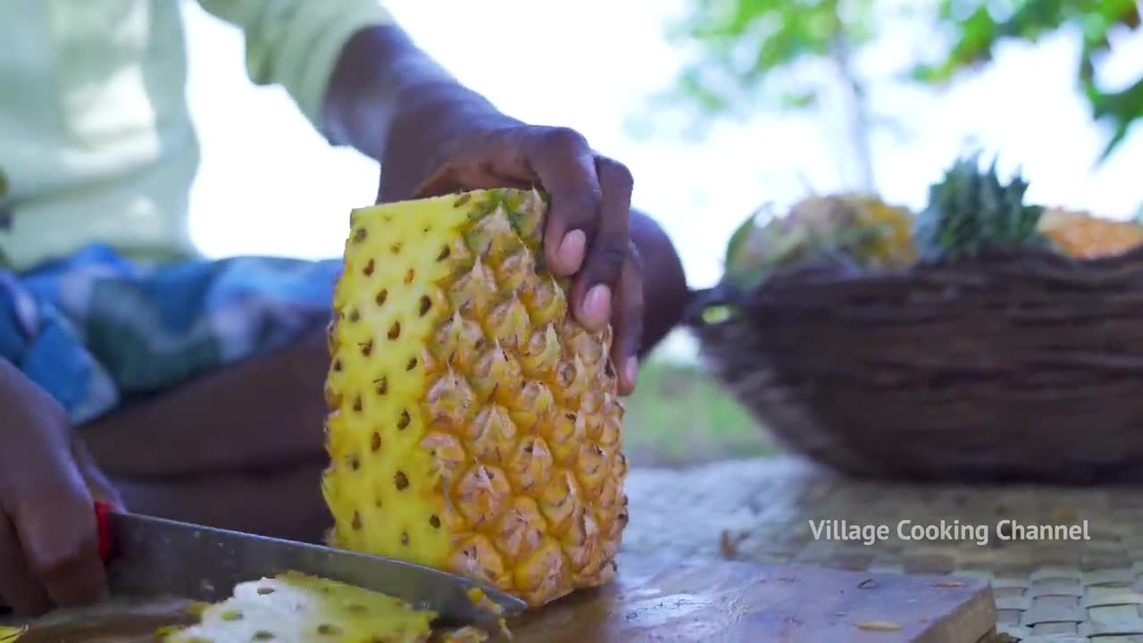 FRUIT SALAD - Colourful Healthy Fruits mixed salad recipe - Fruits Cutting and Eating in Village