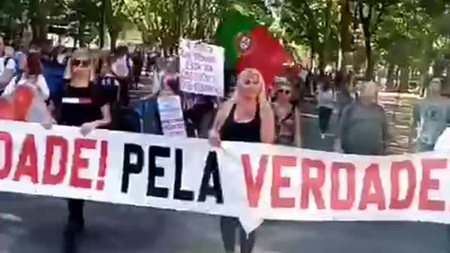 Anti covid vaccine protest in Lisbon Portugal