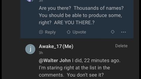 Screen recording of my censored comment.