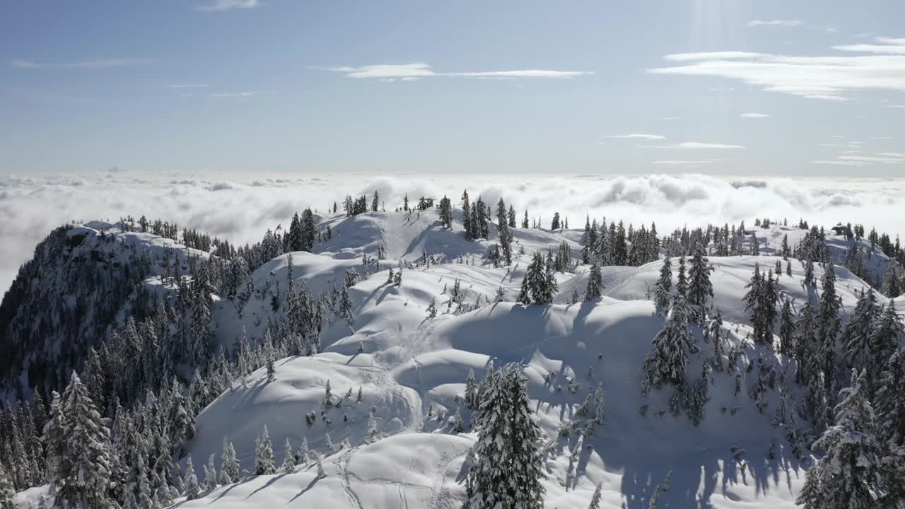 Snowy hills with clouds