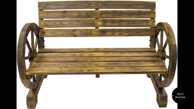 Garden Furniture Wooden Wagon Wheel Style Garden Bench