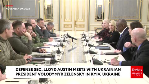 Defense Sec. Lloyd Austin Meets With Ukrainian President Volodymyr Zelensky In Kyiv, Ukraine