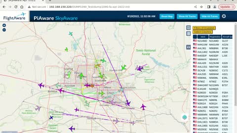 August 18th - 19th 2022 piaware skyaware time lapsed phoenix az