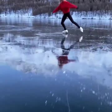 Ice Skating on a Frozen Lake