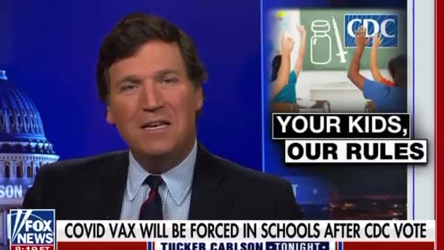 Tucker responds CDC covid quacckines to the Childhood Vaccination Schedule