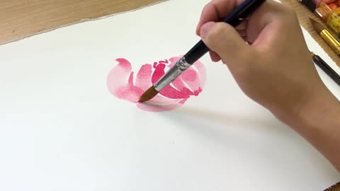 The master teaches you the technique of layered petal watercolor painting 3